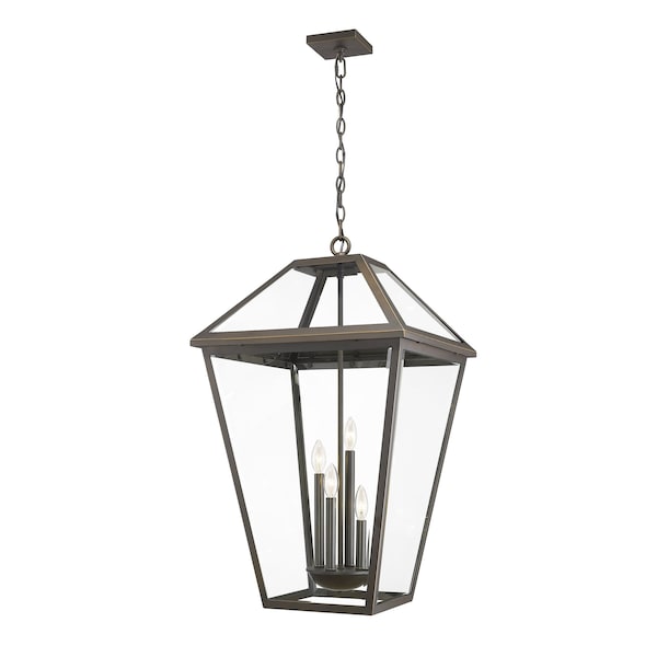 Z-Lite Talbot 4 Light Outdoor Chain Mount Ceiling Fixture, Oil Rubbed Bronze And Seedy 579CHXLX-ORB - main